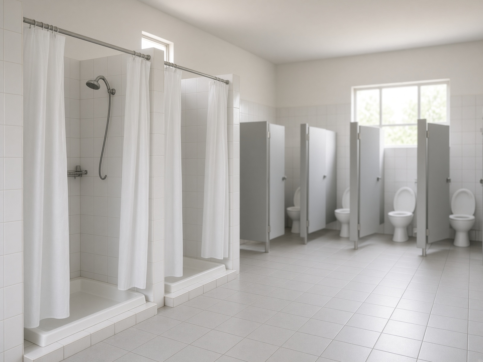 Clean showers and toilets